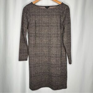 Ann Taylor Factory Plaid Long Sleeve Dress - Black and Brown